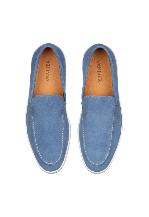 Lugano Slipper aus blauem Wildleder