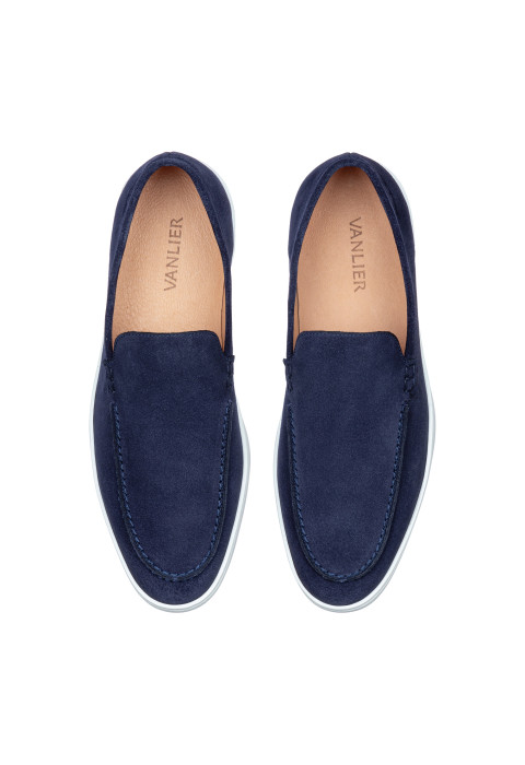 Lugano Slipper aus blauem Wildleder