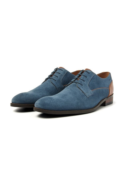 Schnürschuh Vienna aus blauem Wildleder