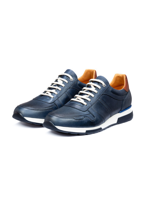 Blauer Positano-Sneaker aus glattem Leder