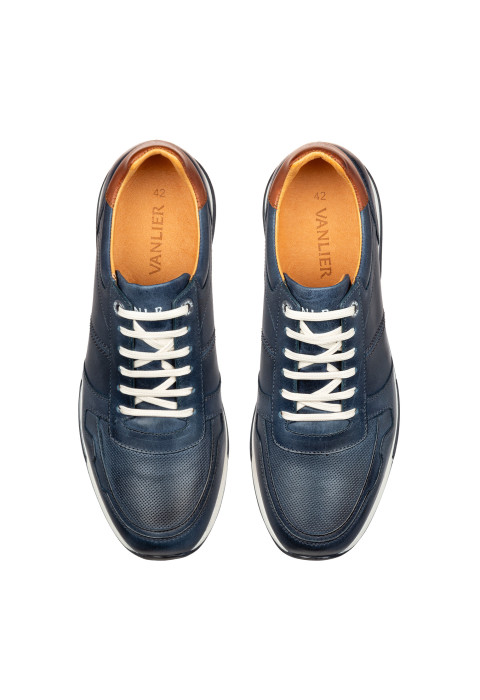 Blauer Positano-Sneaker aus glattem Leder