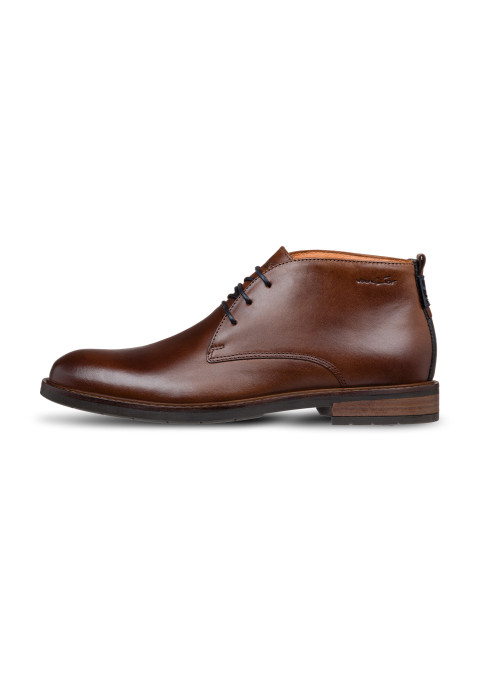  Brauner Boston-Stiefel aus cognacfarbenem Glattleder