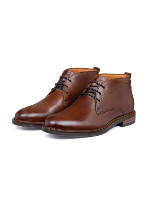  Brauner Boston-Stiefel aus cognacfarbenem Glattleder