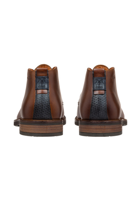  Brauner Boston-Stiefel aus cognacfarbenem Glattleder