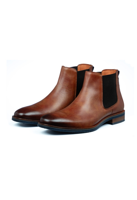 Amalfi Chelsea-Stiefel aus hellcognacfarbenem Glattleder