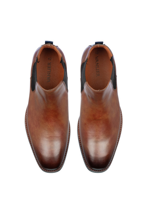 Amalfi Chelsea-Stiefel aus hellcognacfarbenem Glattleder