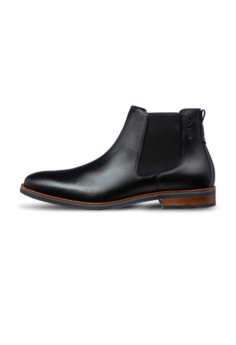 Schwarzer Amalfi-Chelsea-Stiefel aus glattem Leder