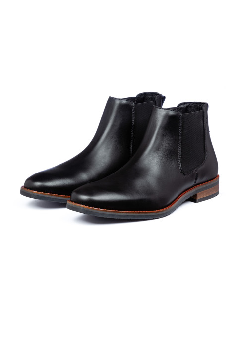 Schwarzer Amalfi-Chelsea-Stiefel aus glattem Leder