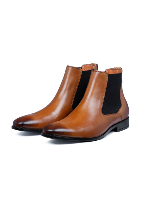 Riva Chelsea-Stiefel aus cognacfarbenem Glattleder