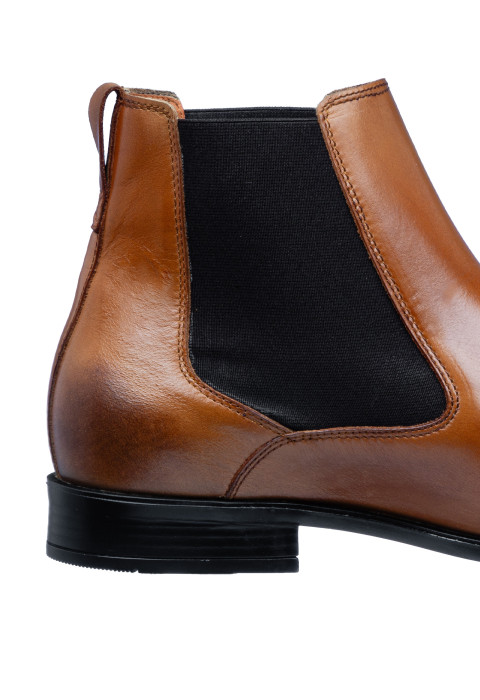 Riva Chelsea-Stiefel aus cognacfarbenem Glattleder